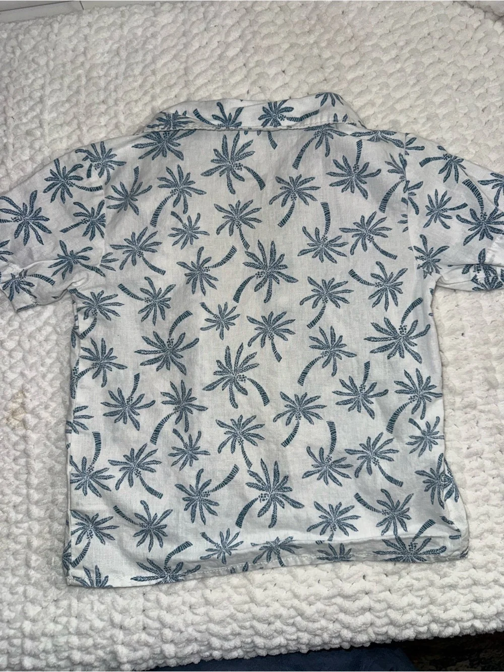 Carter's Blue Palm-Print Short Sleeve Shirt - Kids